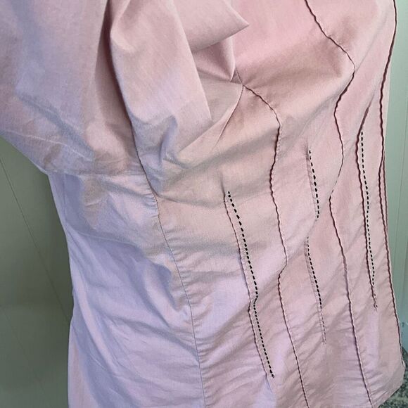 Dressbarn Womens Plus 22/24 Button Front Blouse Shirt Pink Long Sleeve Stretch - Picture 7 of 15